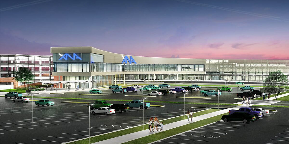 Northwest Arkansas National Airport (XNA) with advanced AV displays and modern infrastructure