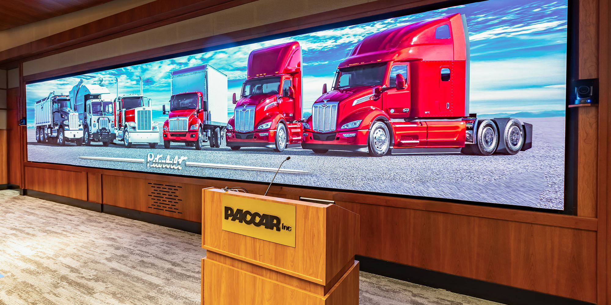 Auditorium AV system with immersive audio and LED display
