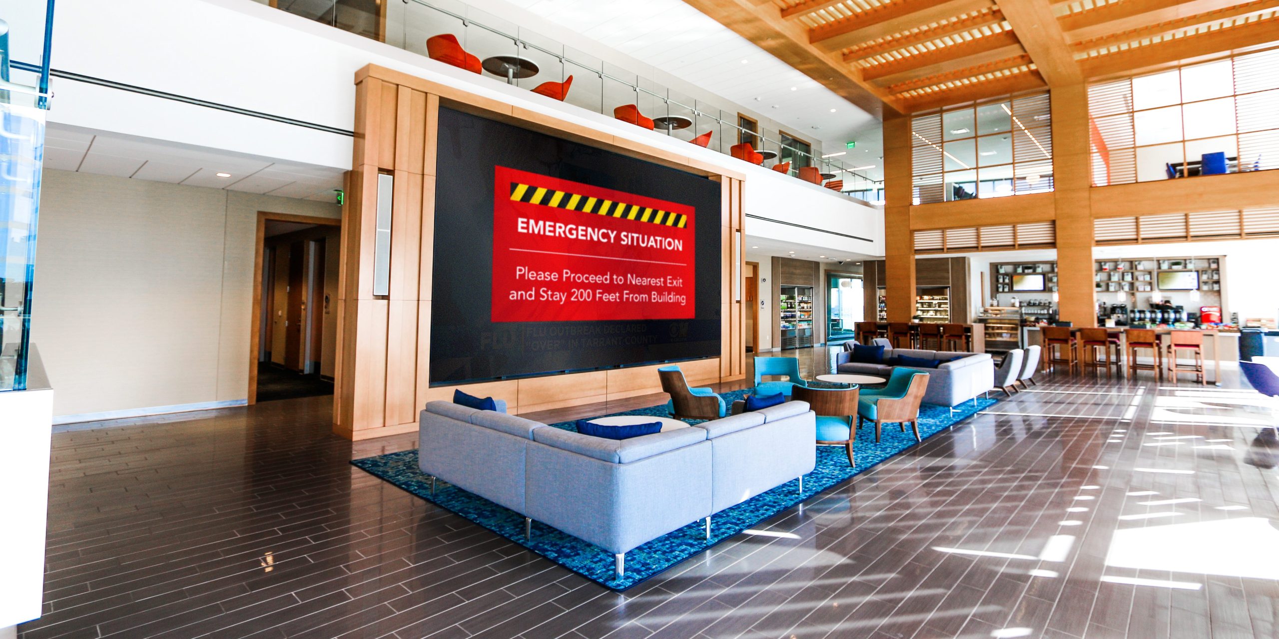 Emergency Notification Alert on Corporate Display